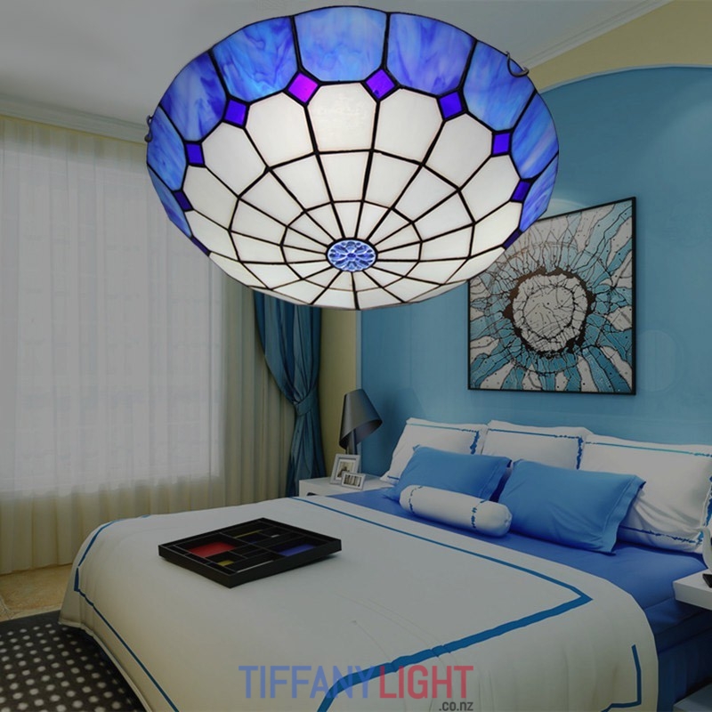 40 cm Mediterranean Stained Glass Tiffany Flush Mount | Buy Quality ...